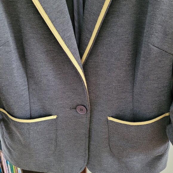 Laundry By Shelli Segal Gray Trimmed Blazer US 8 - Picture 3 of 8